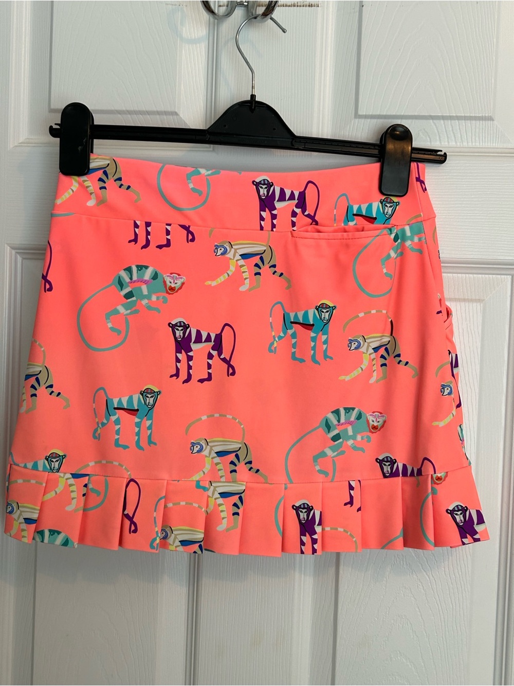 Tzu Tzu Coral Monkey Print Skort - Picture 7 of 12